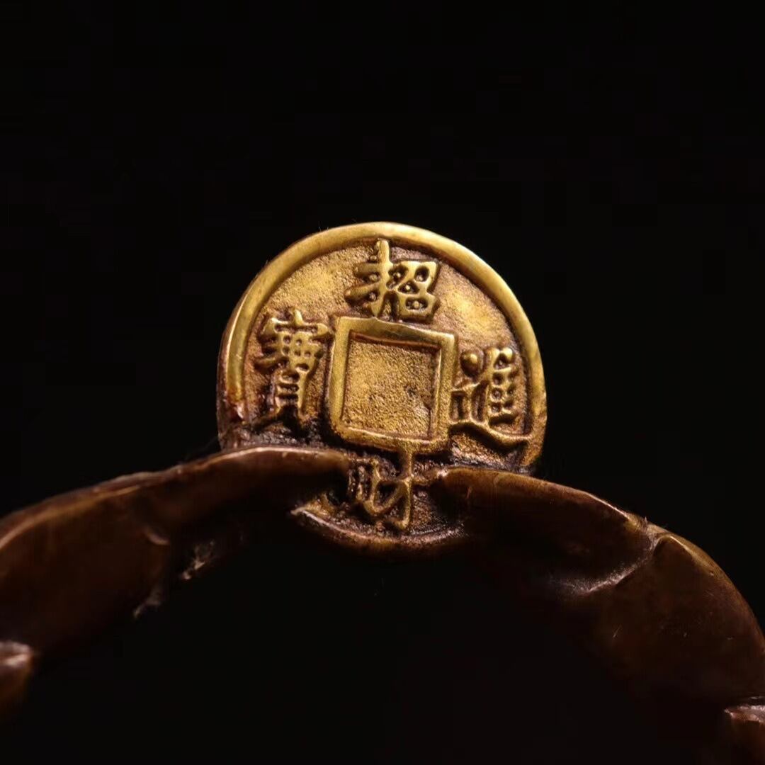 蟹 カニ 元宝 置物 オブジェ 銅製 幸運 長寿 縁起物 魔除け 厄除 開運