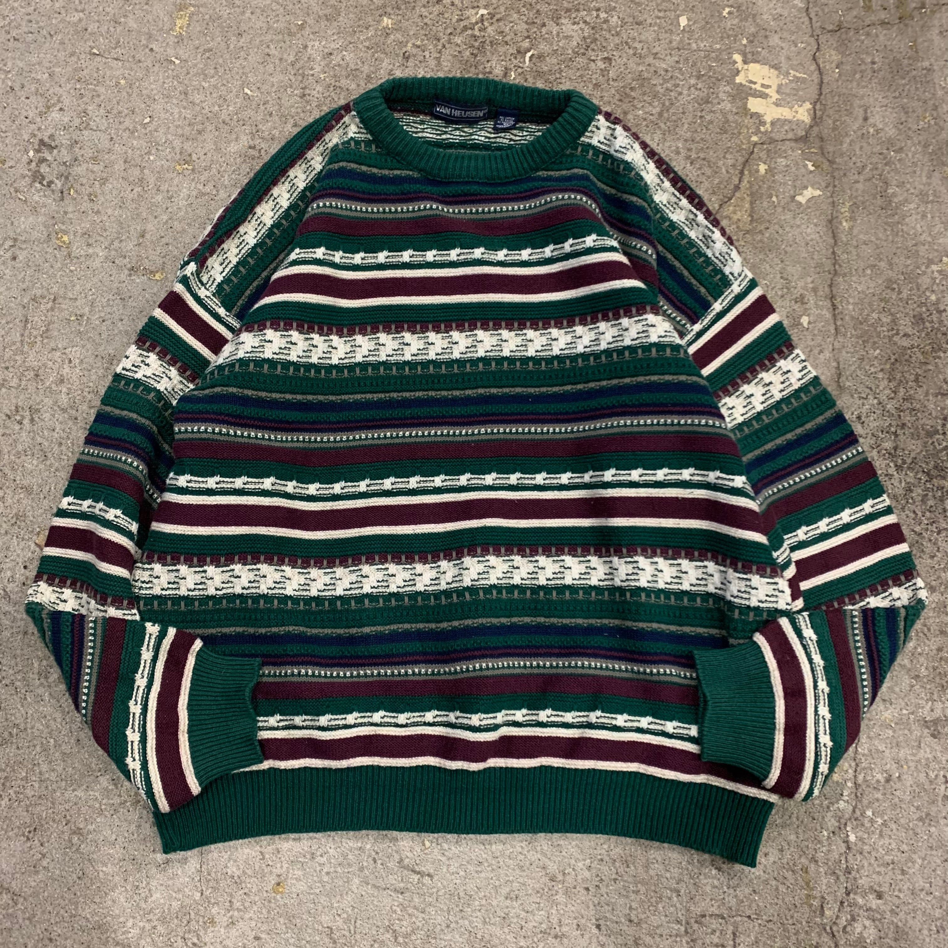 90s VAN HEUSEN 3D cotton knit | What