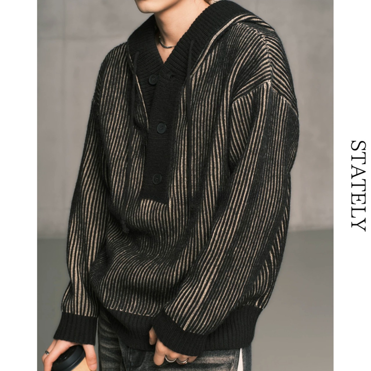 Stripe Hood ニットプルオーバー/3color_T112・画像5