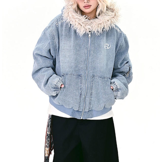 ボリュームフードジップオーバーブルゾン R01309