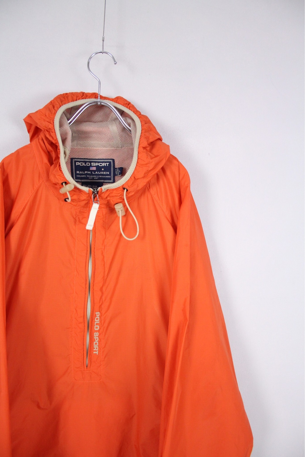POLO SPORT グッドシルエット◎ ナイロンアノラックパーカー オレンジ 