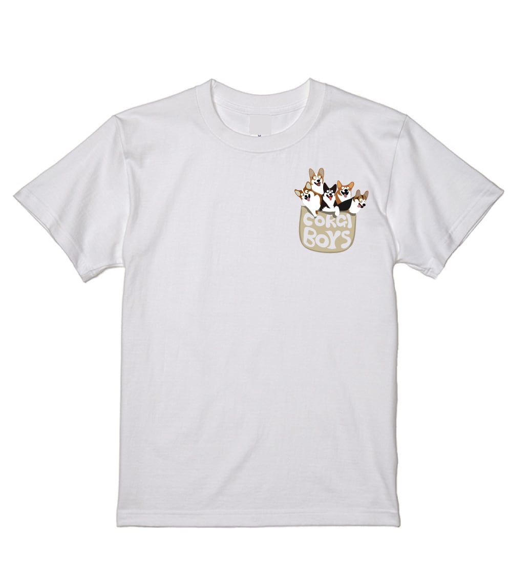 デザインNO.512 コーギーinポケットTシャツ5.6oz