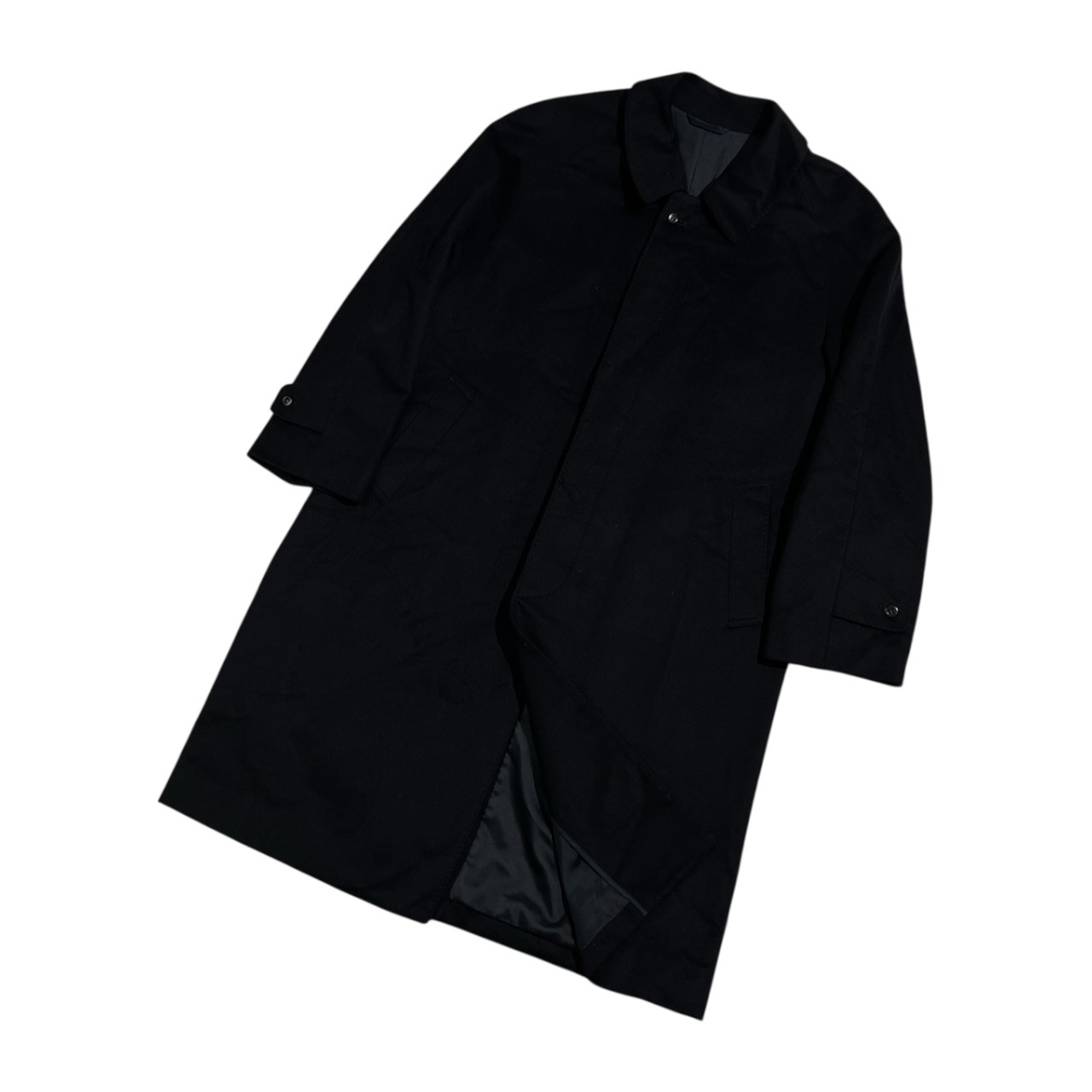 カシミヤ100% Pure Cashmere ピュアカシミア ステンカラーコート サイズ 96-84-175(96A6) /メンズ/ブラック系/日本製