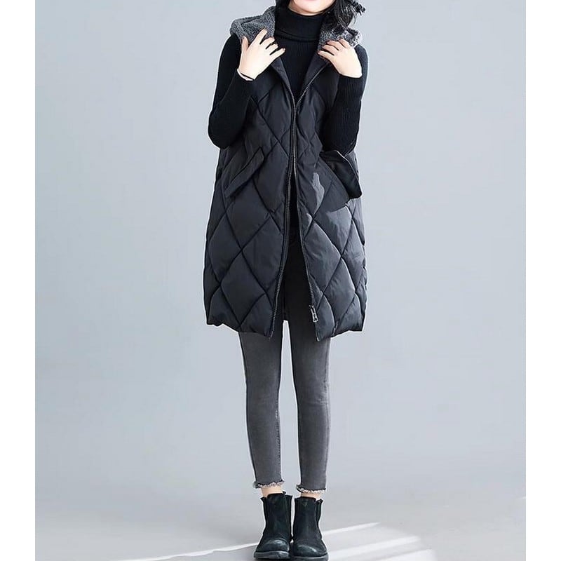 【1511】MASAGO フード付き中綿ロングベスト Mサイズ 1511】MASAGO フード付き中綿ロングベスト Mサイズ 1511】MASAGO