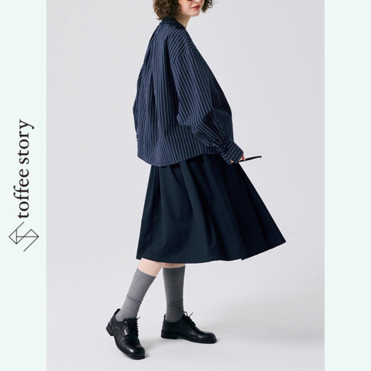 【2color】風を結ぶリボンと揺れるギャザースカート 《P0274》