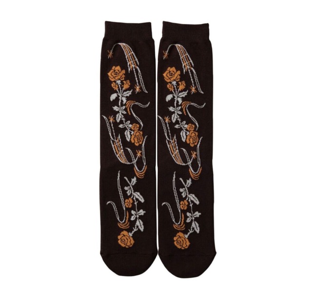 SURFSKATECAMP " ROSE SOCKS " Dark Brown