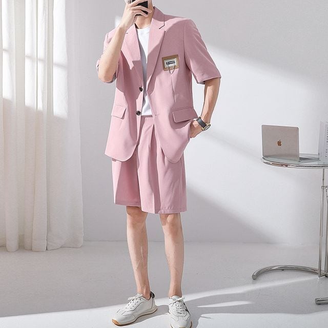 予約販売】メンズ スーツ 半袖 ハーフパンツ スリム 男前 ジャケット