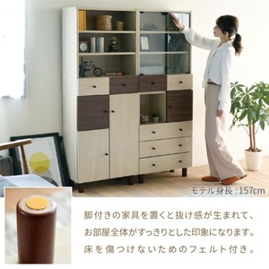 『two-tone』 キャビネット 扉付き リビング 収納 木製 おしゃれ 北欧風 小さめ コンパクト 幅60 ワンルーム 一人暮らし リビングボード 本棚 FMB-0003