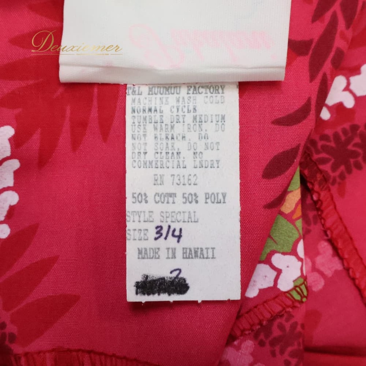 フラダンス 衣装 T&L MUUMUU FACTORY ムームーファクトリー ワンピース ドレス ピンク系 ハワイ製 スリット フリル かわいい 華やか 鮮やか 明るい ハワイアン アロハ ハワイアンプリント フラ ダンス レッスン 練習 オレンジ系