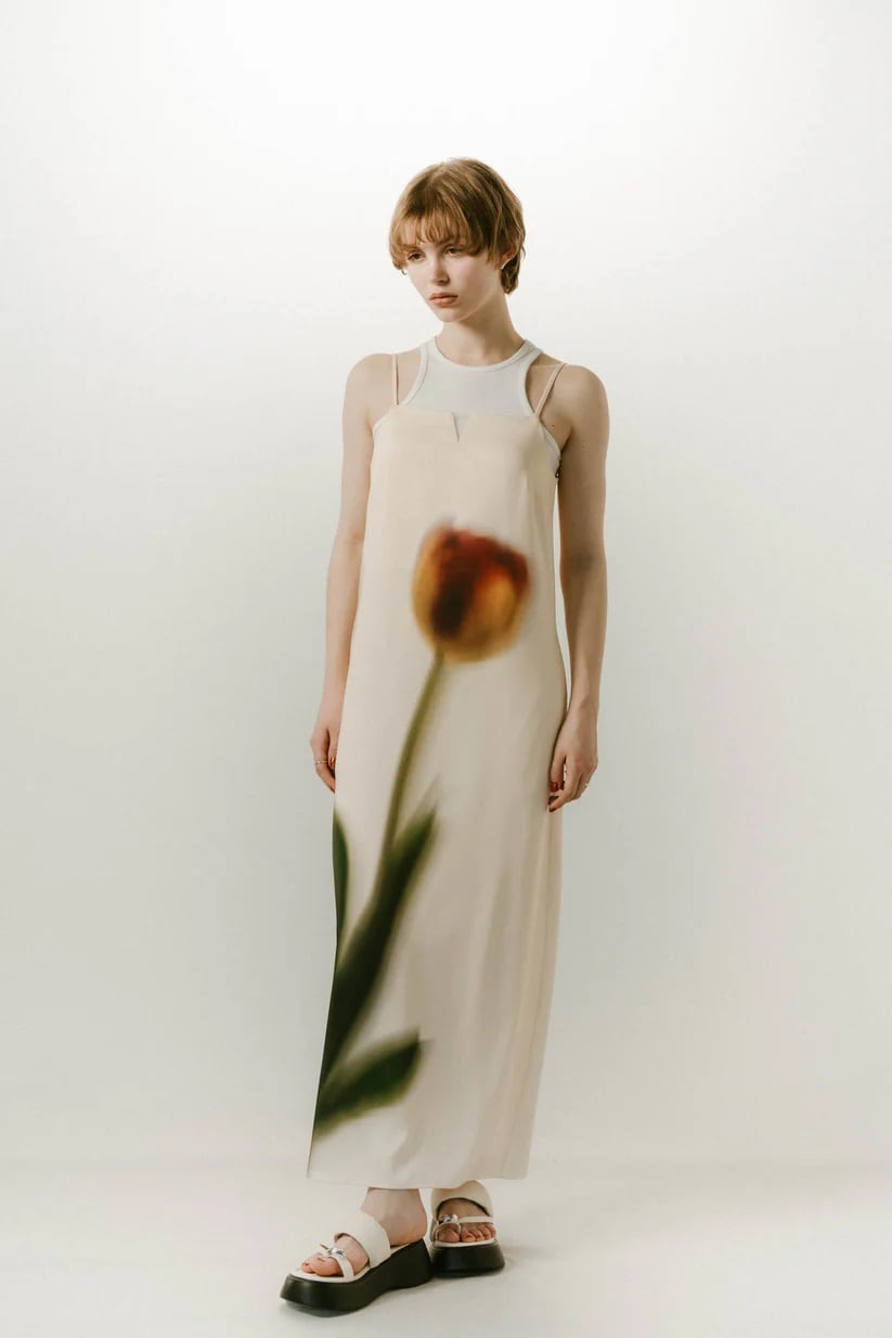 KnuthMarf(クヌースマーフ) flower print satin dress | サウス