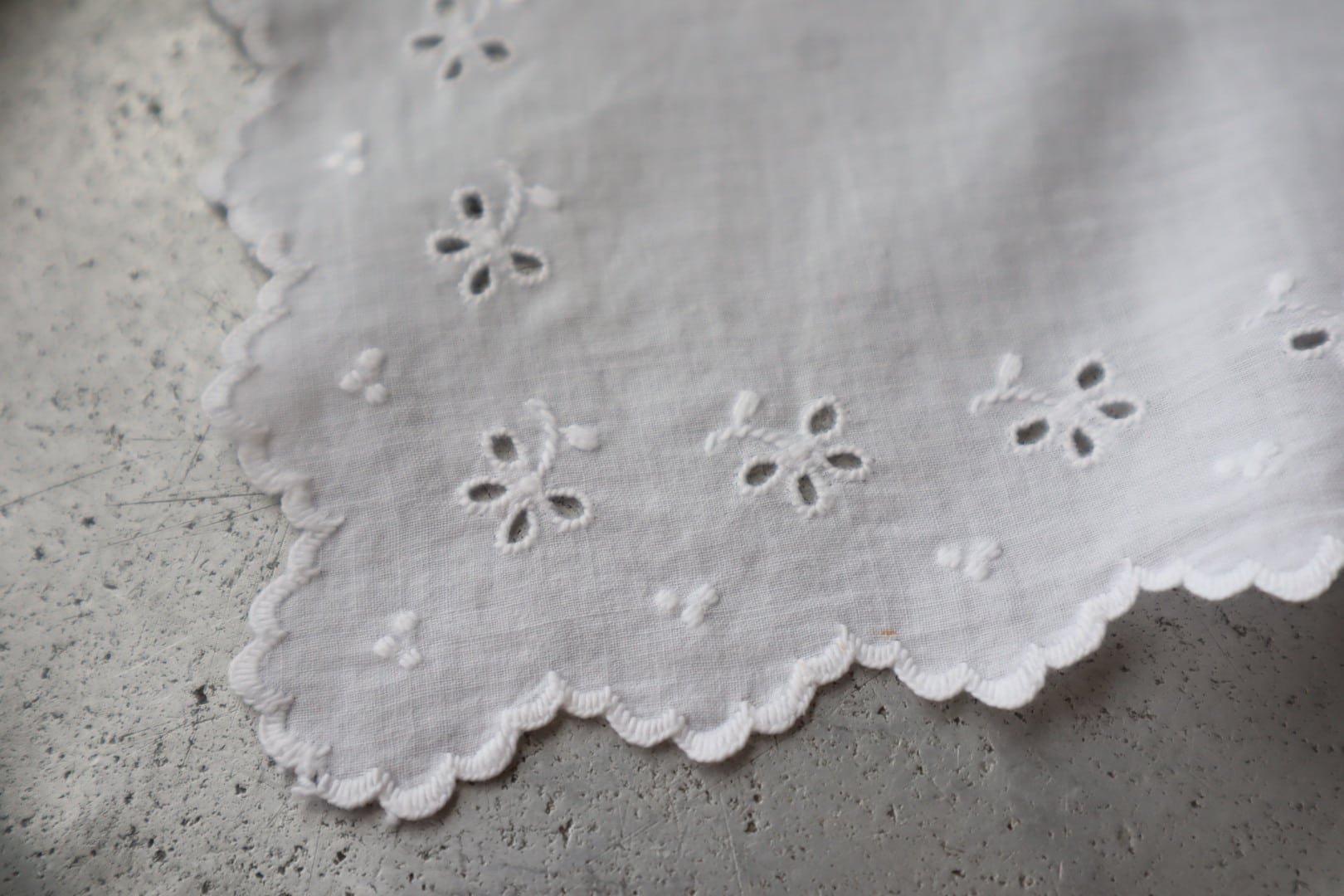 SALE❗️フランスアンティークஐ⋆*ホワイト刺繍レースのハンカチ