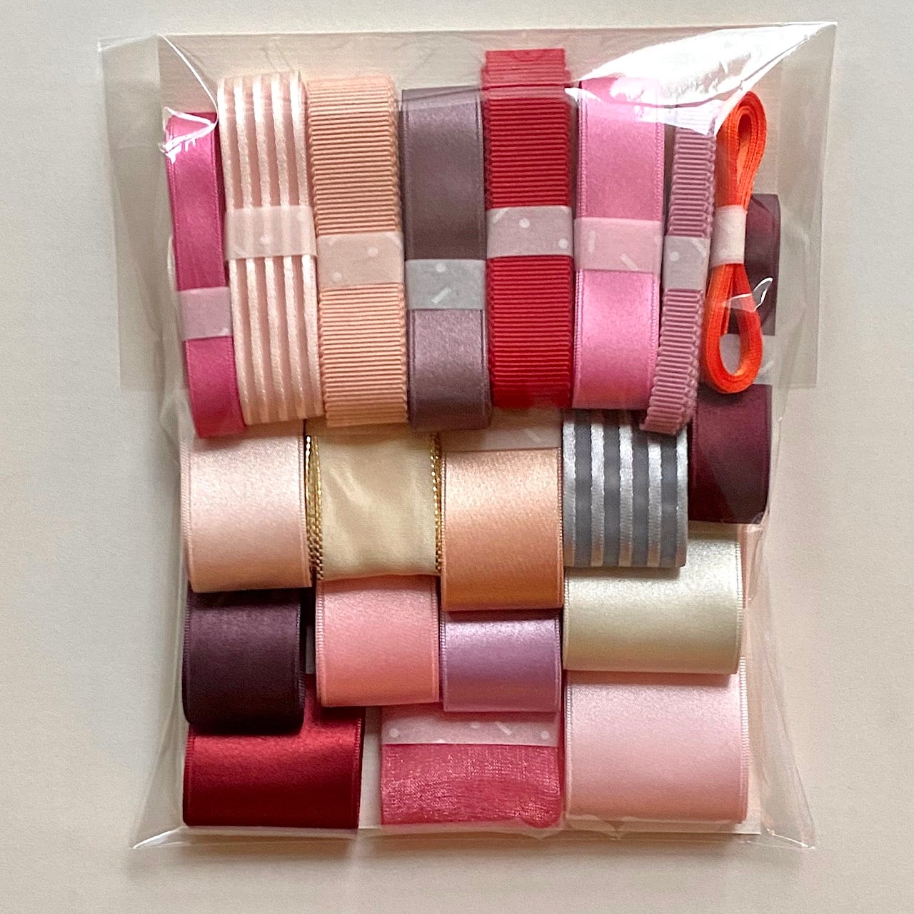 リボンセット 【elegant】赤・ピンク・オレンジ系中心の20種類の色々なリボンが詰まってます!