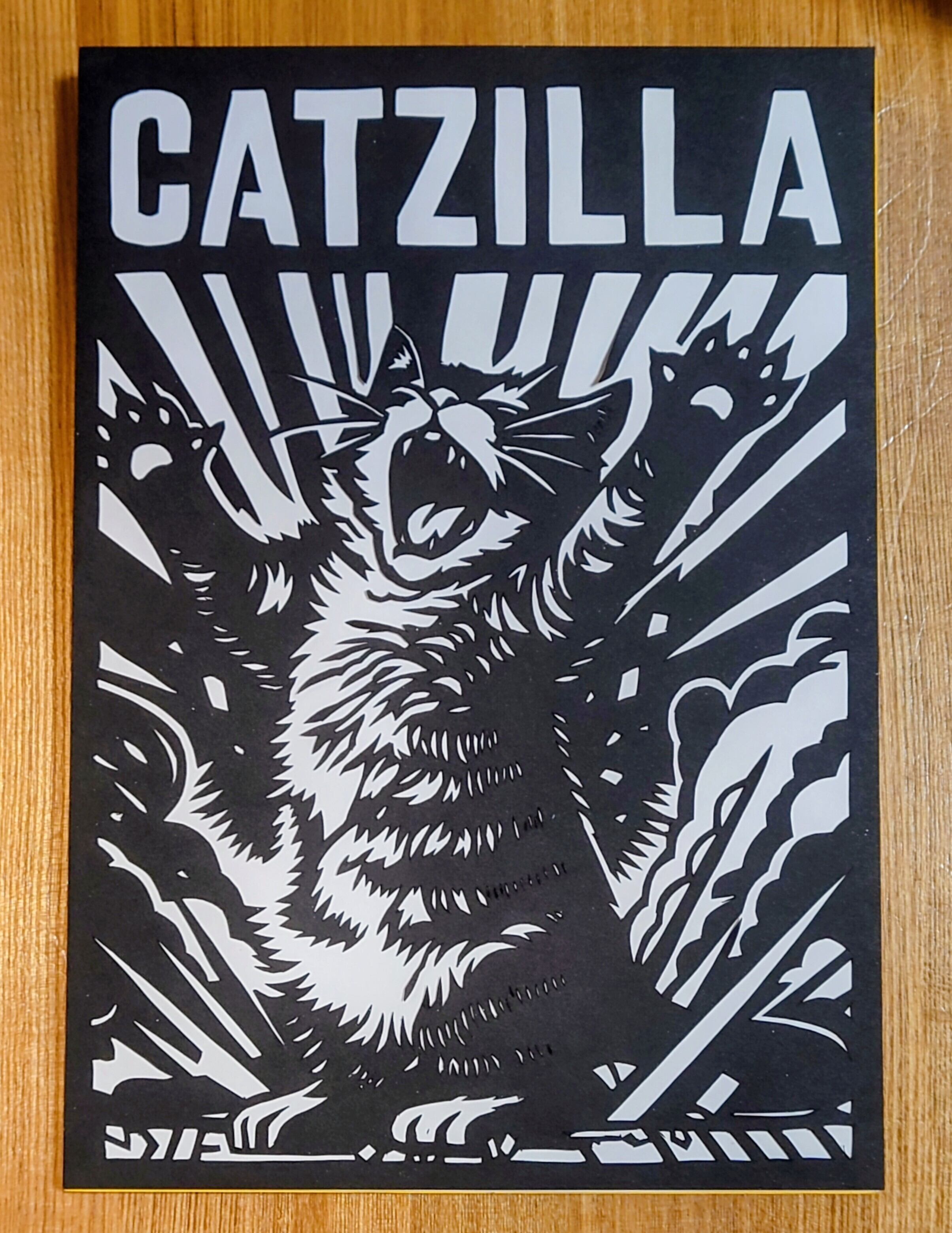 切り絵 カラフル切り絵 猫ちゃん バンザ〜イ！ | Miyu工房 Paper Cutting