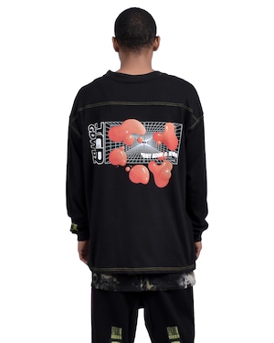 RAVER OVERSIZED  L/S TEE - BLACK/YELLOW