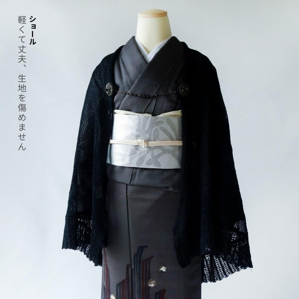 3way羽織留めブローチ ブラックオニキス 蓮黒 羽織紐付き | 和遊湘南