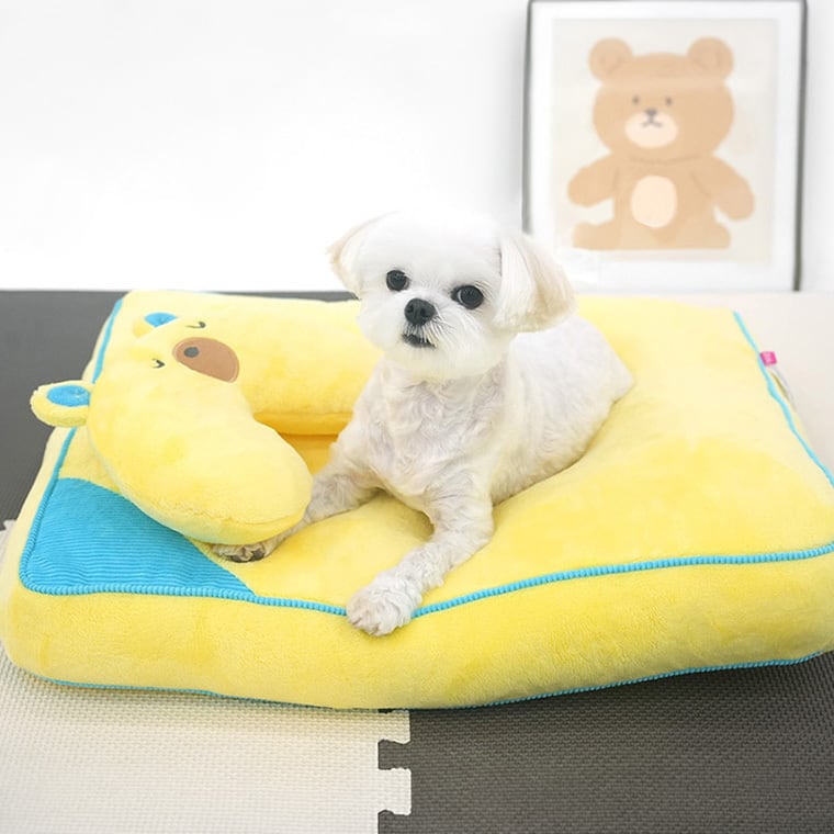 sleepy bear pillow bed 2color / 犬用 ベッド 枕 ふんわり 冬 可愛い クッション ペットマット 猫用 韓国 ペット用品 小型犬 中型犬 ハウス 高級 犬 ペットベッド