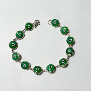 Vintage 925 Silver Multi Color Evil Eye Bracelet