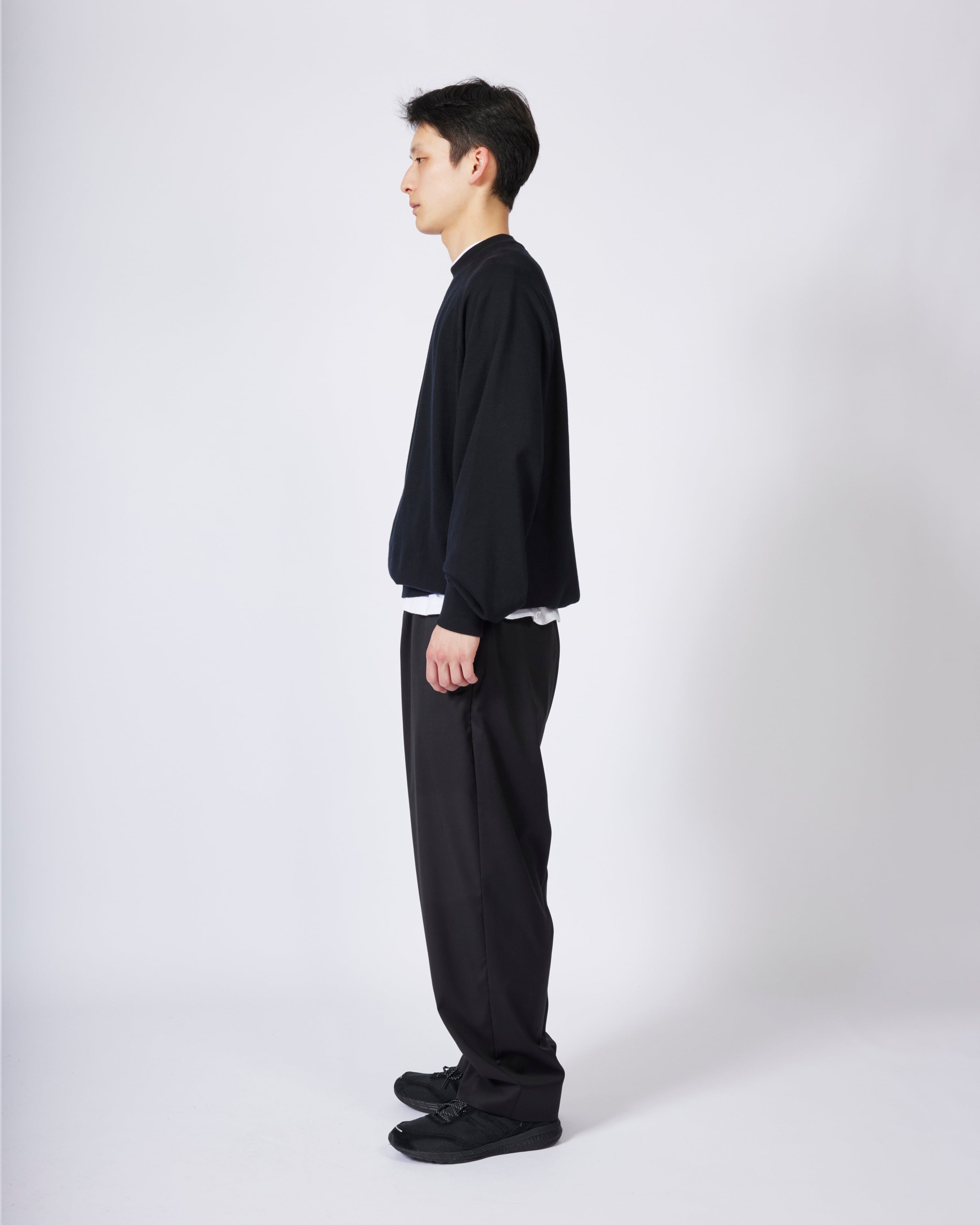 everyone easy slacks fabric by Loro Piana (BLACK) | everyone