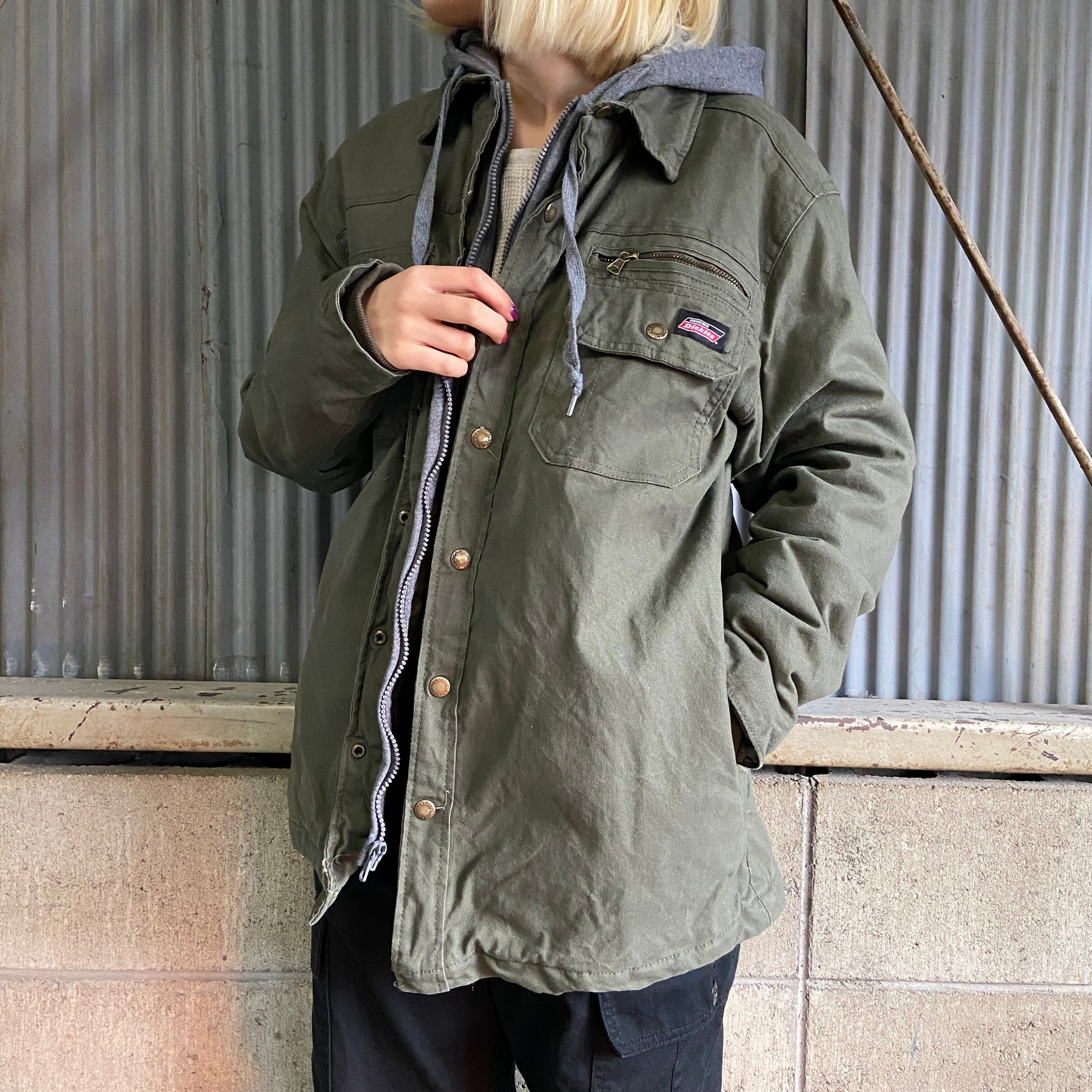 Dickies ディッキーズ ダック地 フード付き フェイクレイヤード ワーク ...