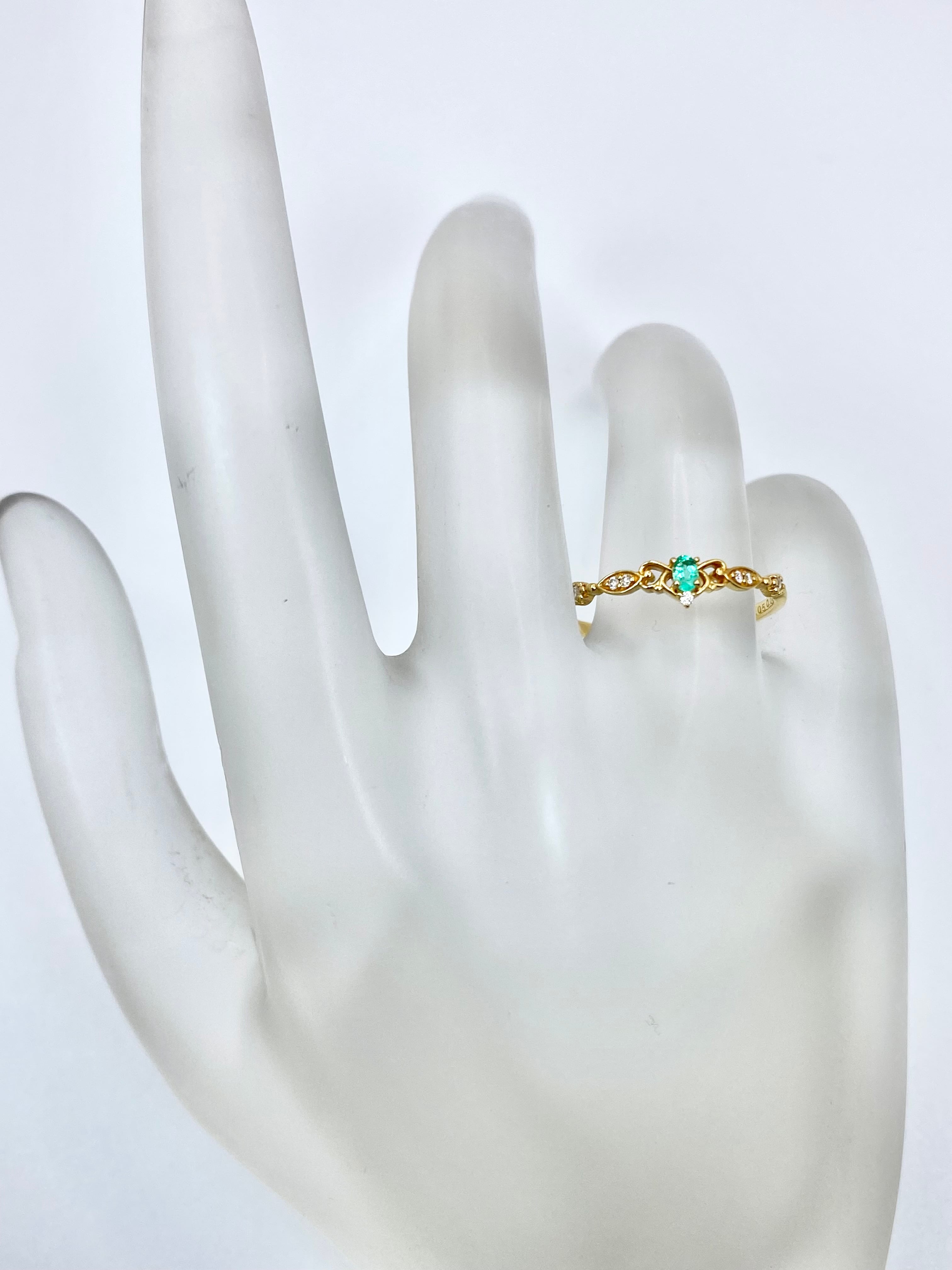 【サイズ変更14→10込】パライバ 0.05/ダイヤ0.04K18 リング14号 パライバトルマリン 0.05ct / ダイヤモンド 計0.04ct K18 リング 14号