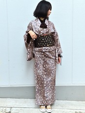 【受注商品】Rumi Rockきもの「バンビーナ」ディアーブラウン　[A618]