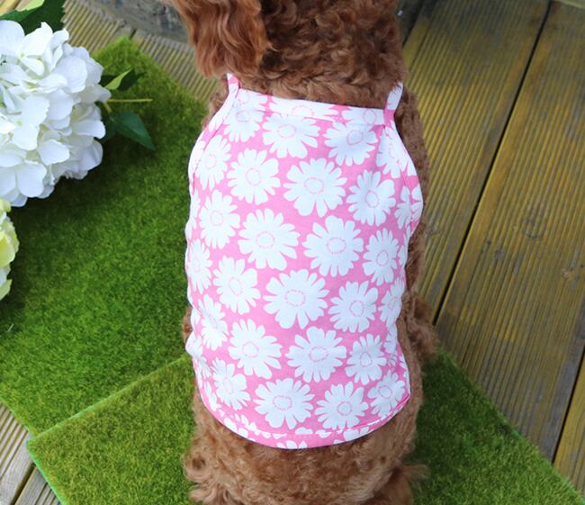 【SALE】 big flower crop top S ~ XL 3color / 犬服 春夏 新作 ショート丈 クロップドトップス 涼しい 可愛い 犬の服 タンクトップ ドッグウェア ペット わんこ服 top82