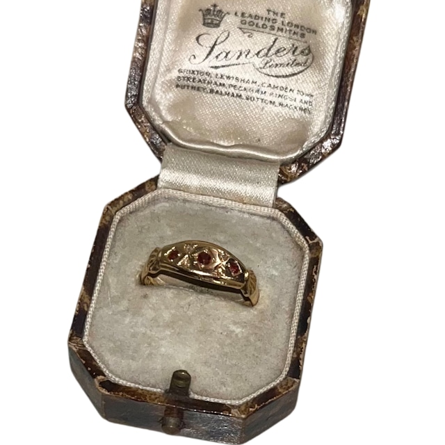 antique c1911 18ct gold red paste & diamond gypsy ring