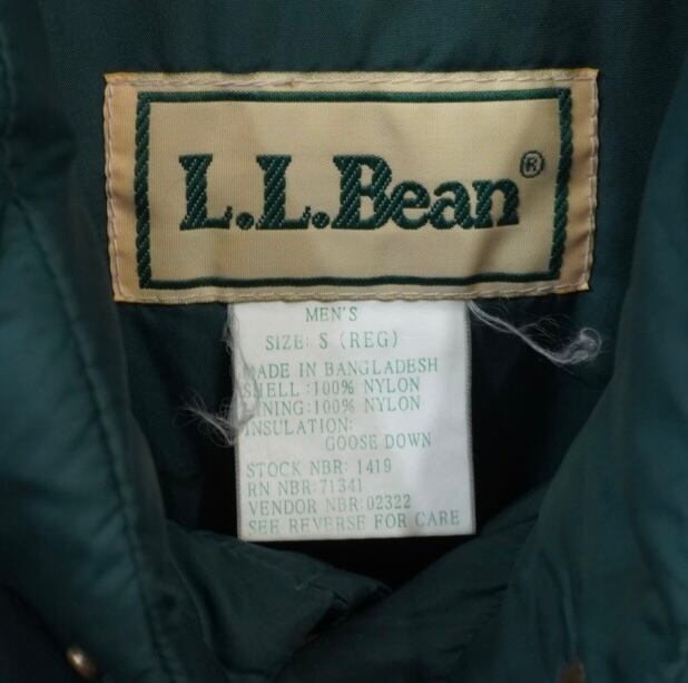 l.l.bean グースダウン ダウンベスト S reg /緑 llbean エルエルビーン