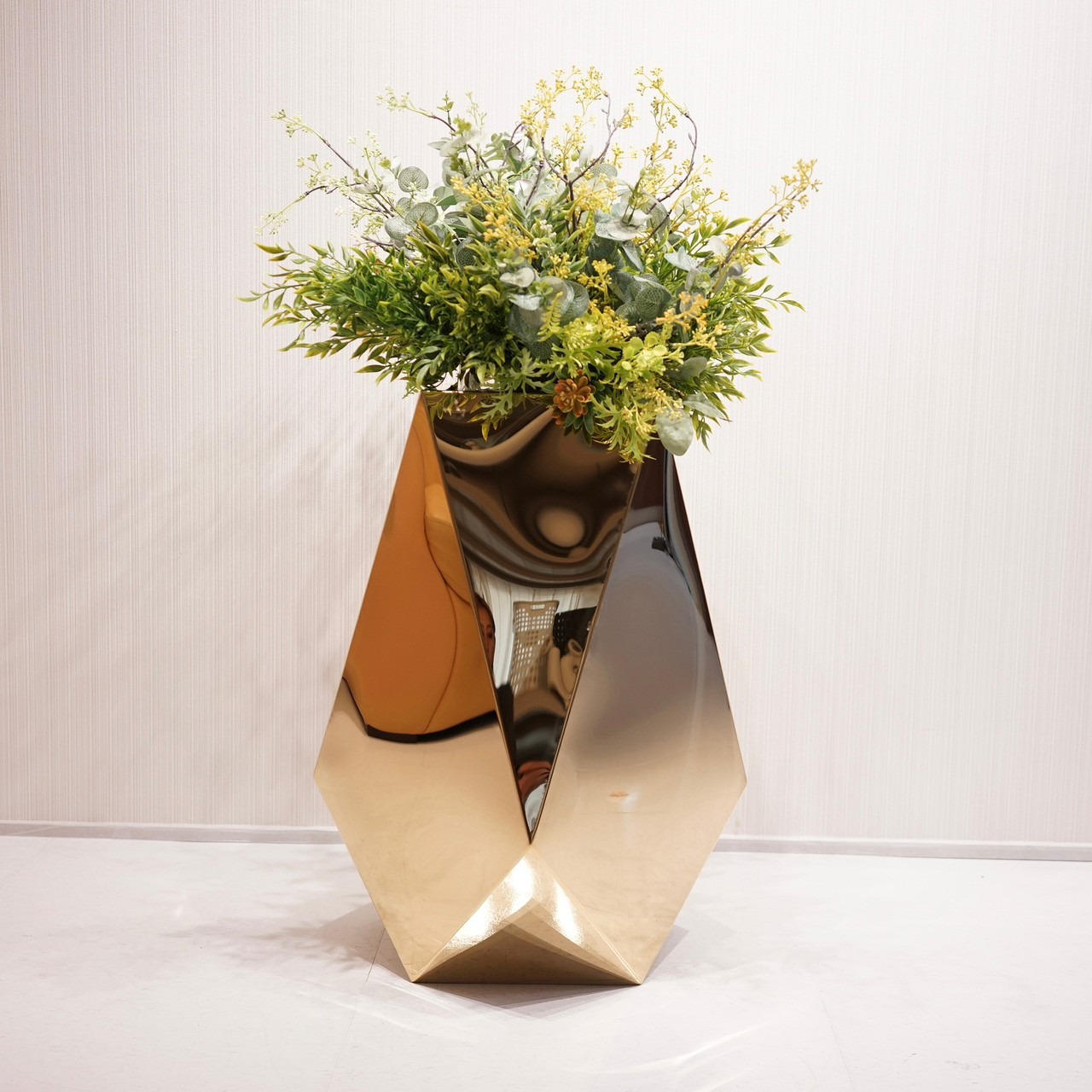 輸入品 プランター フラワーベース 花瓶 Drop Prism ミラー ゴールド 