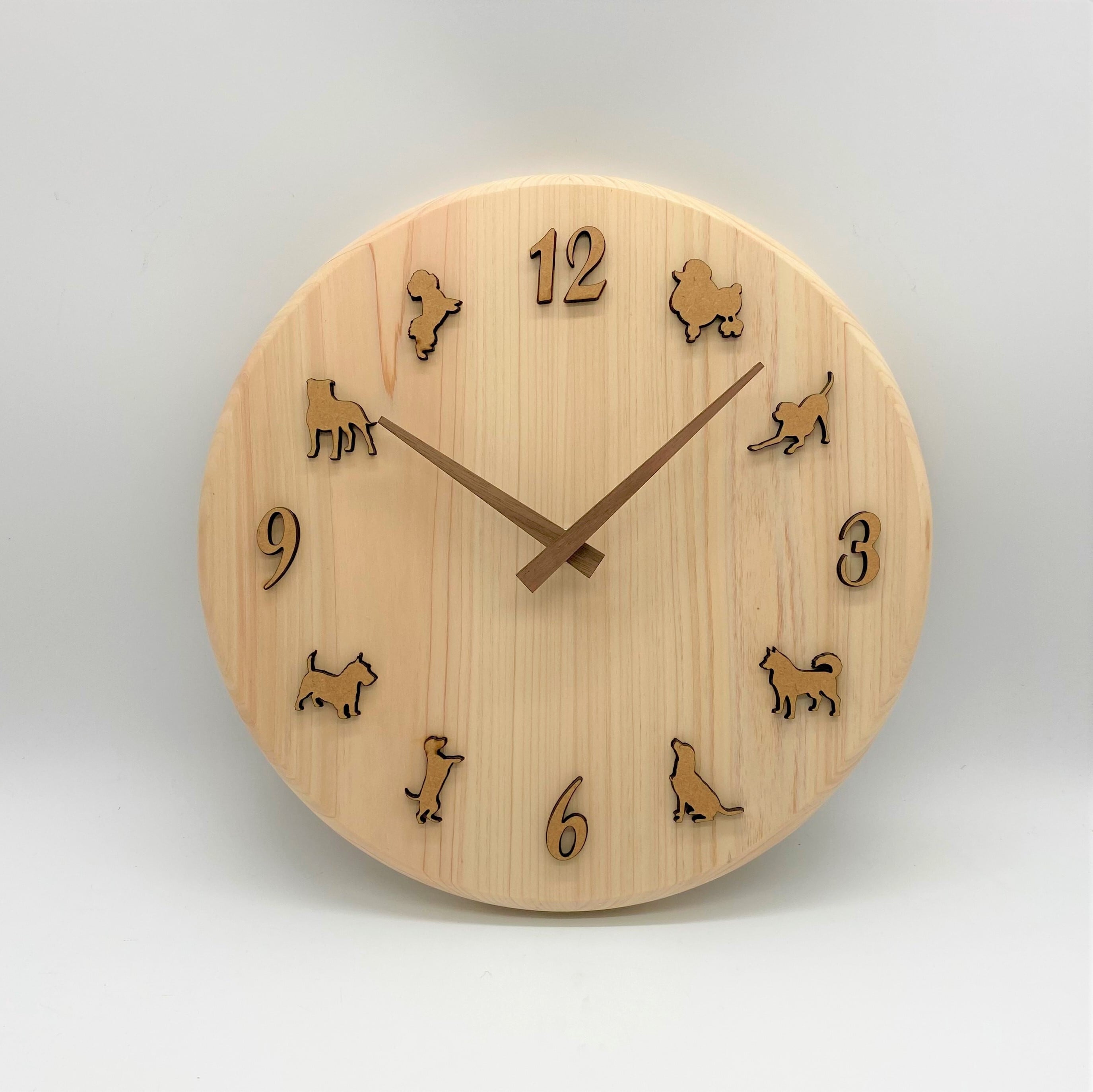 犬8匹ヒノキ時計☆ヒノキ材☆ペットショップ☆動物病院☆開業祝い