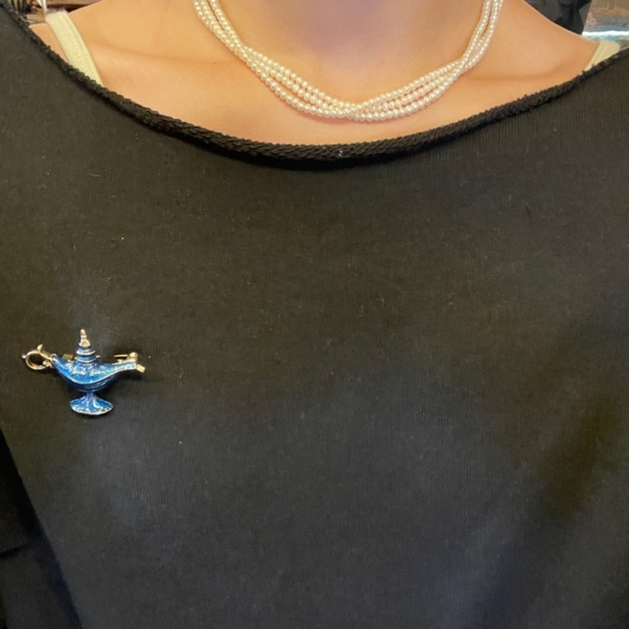 TOPANGA Jewelry Bijou art brooch Magic Lamp Blue / ビジューアートブローチ 魔法のランプ ブルー プレゼント プチギフト ジャケット 帽子 バッグ ニット キラキラ アクセサリー かわいい ファッション小物