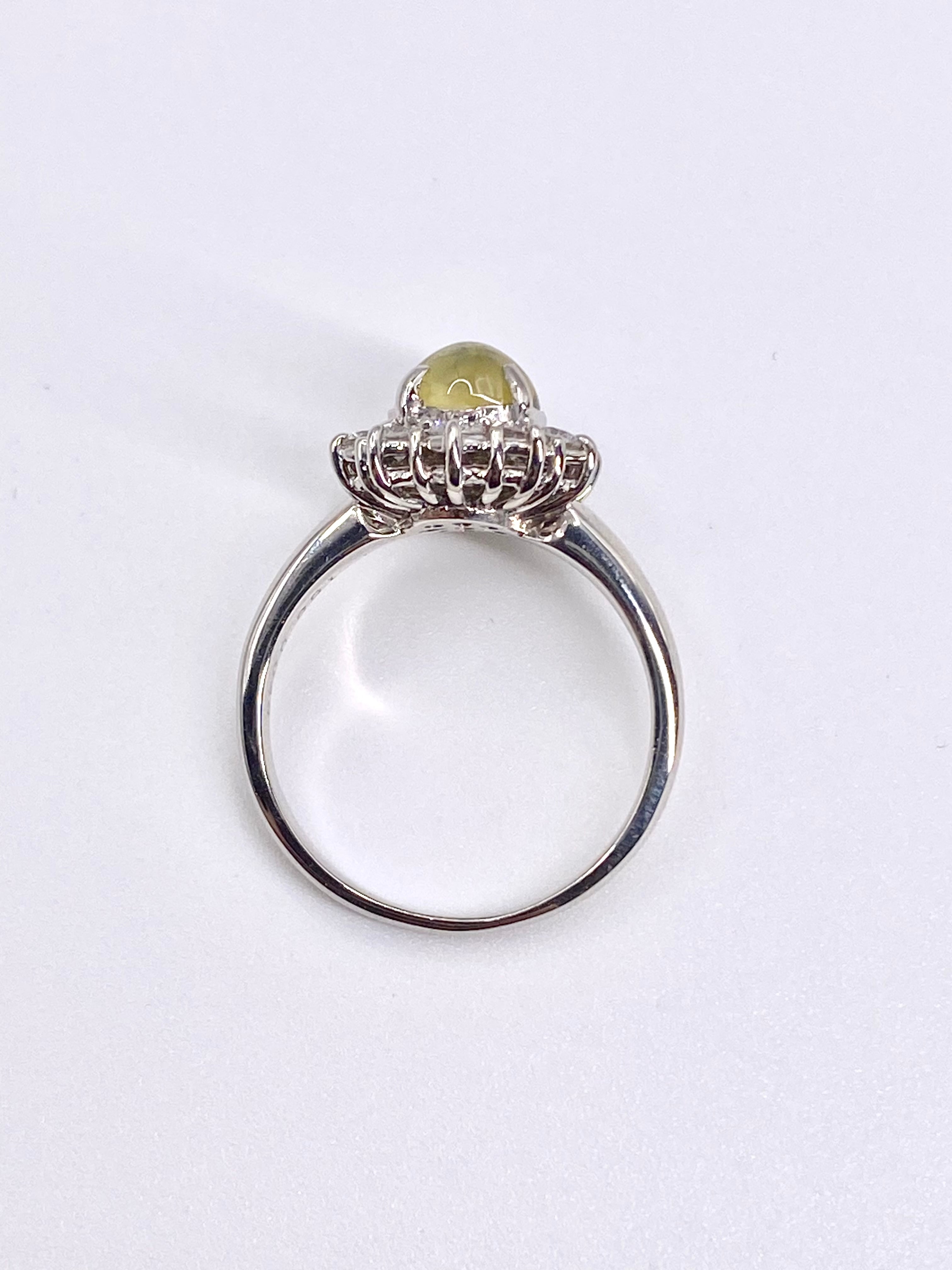 クリソベリルキャッツアイ 1.69ct / ダイヤモンド 計0.48ct Pt900