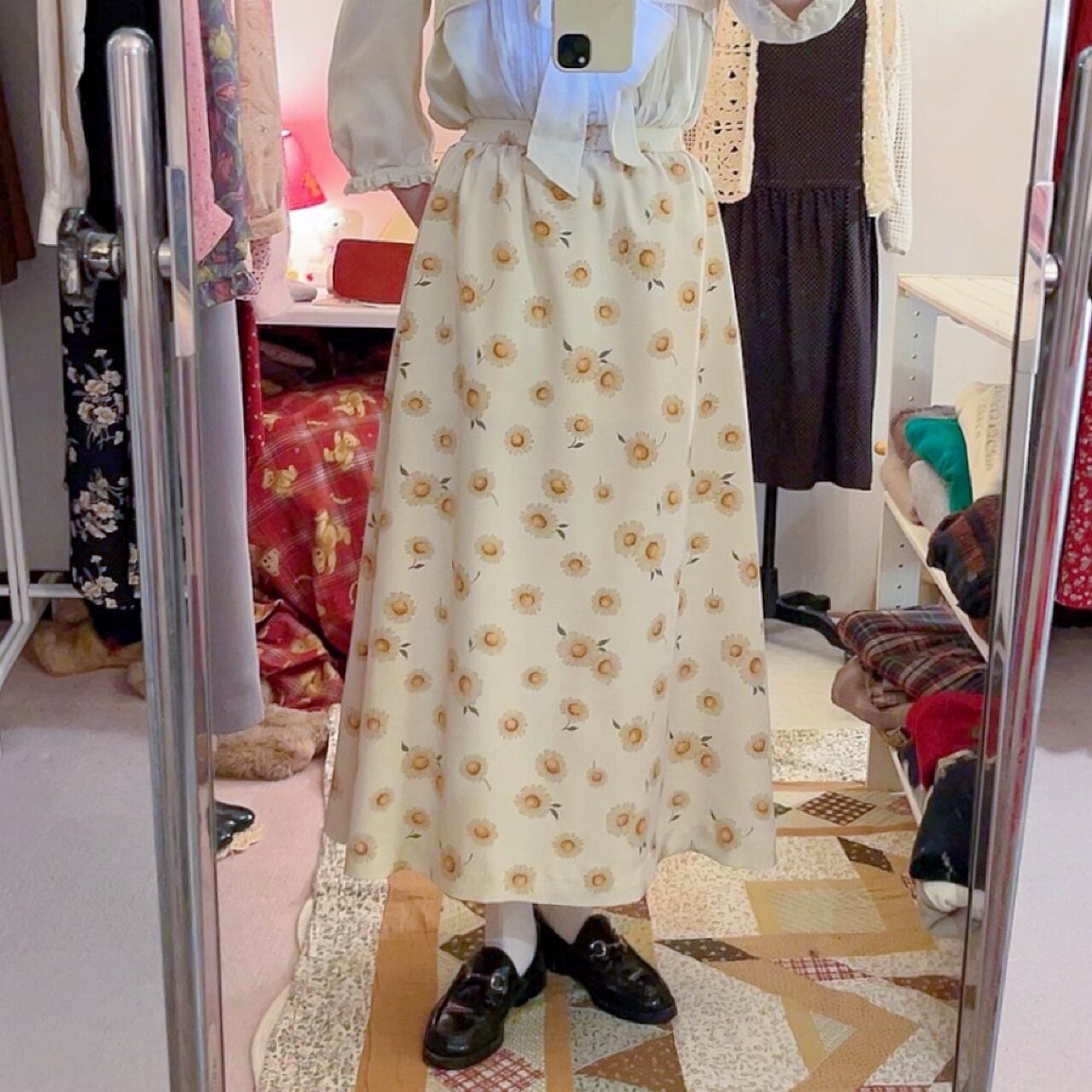 cream marguerite gather skirt