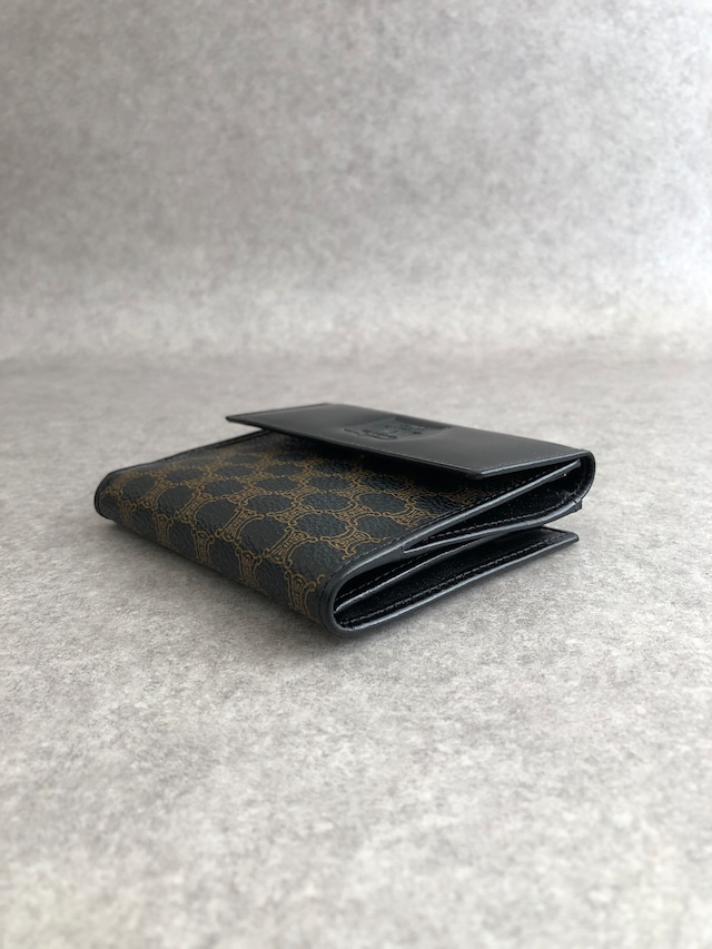 CELINE セリーヌ マカダム 財布 ブラック ブラゾン型押し PVCレザー 財布 2つ折り財布 vintage ヴィンテージ オールド sgwg3a