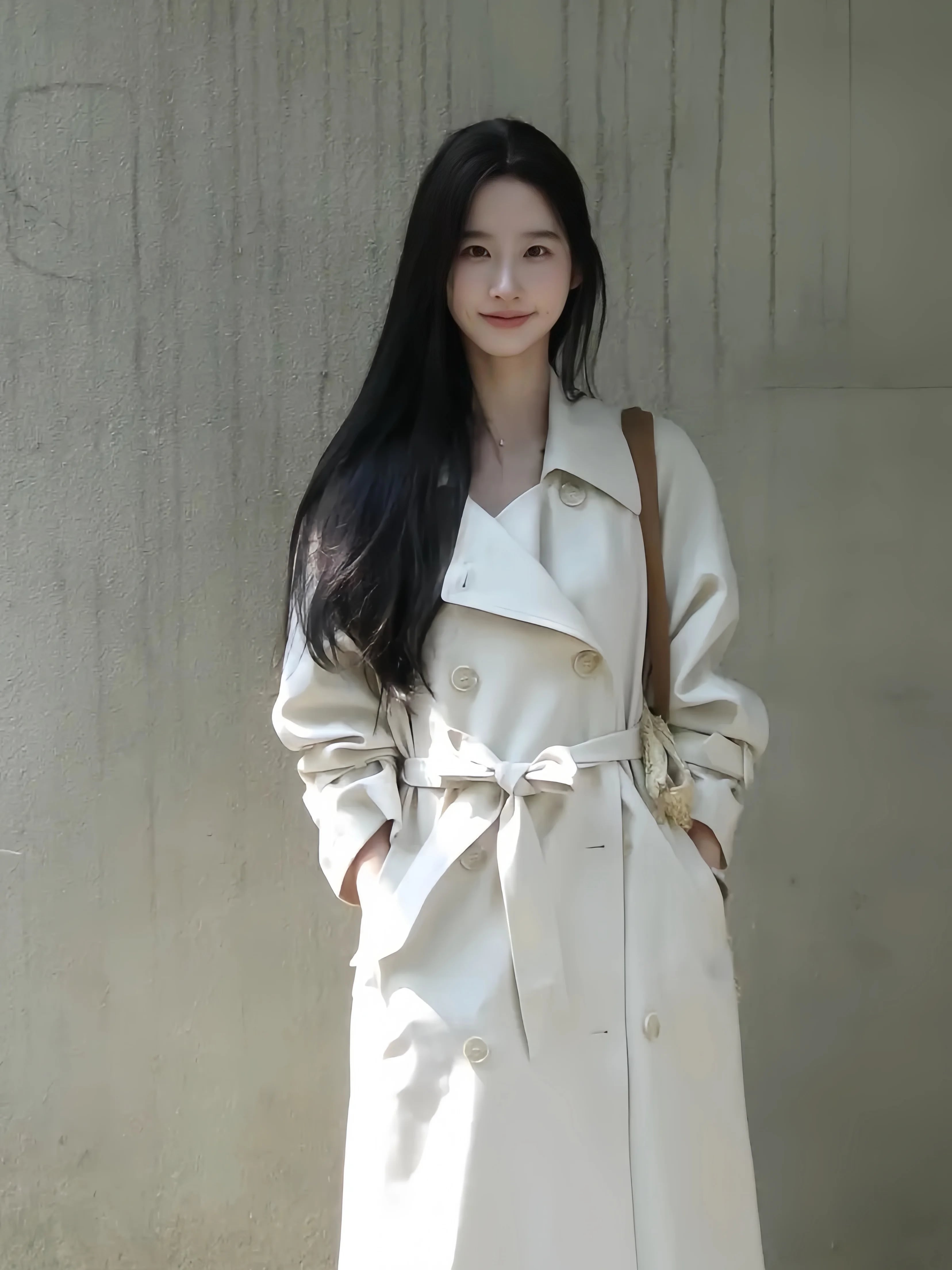 トレンチコート レディース ロング丈 ベルト付き ダブルボタン ウエストマーク 通勤きれいめ 韓国風 春秋コーデ 高見えアウター