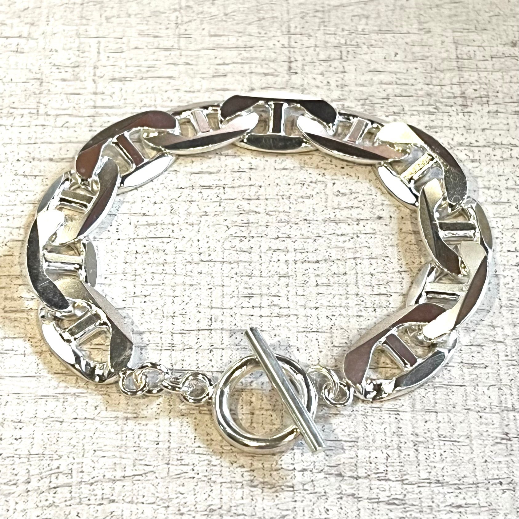 MEXICO MADE FLAT ANCHOR CHAIN MANTEL BRACELET -SILVER925- アンカー