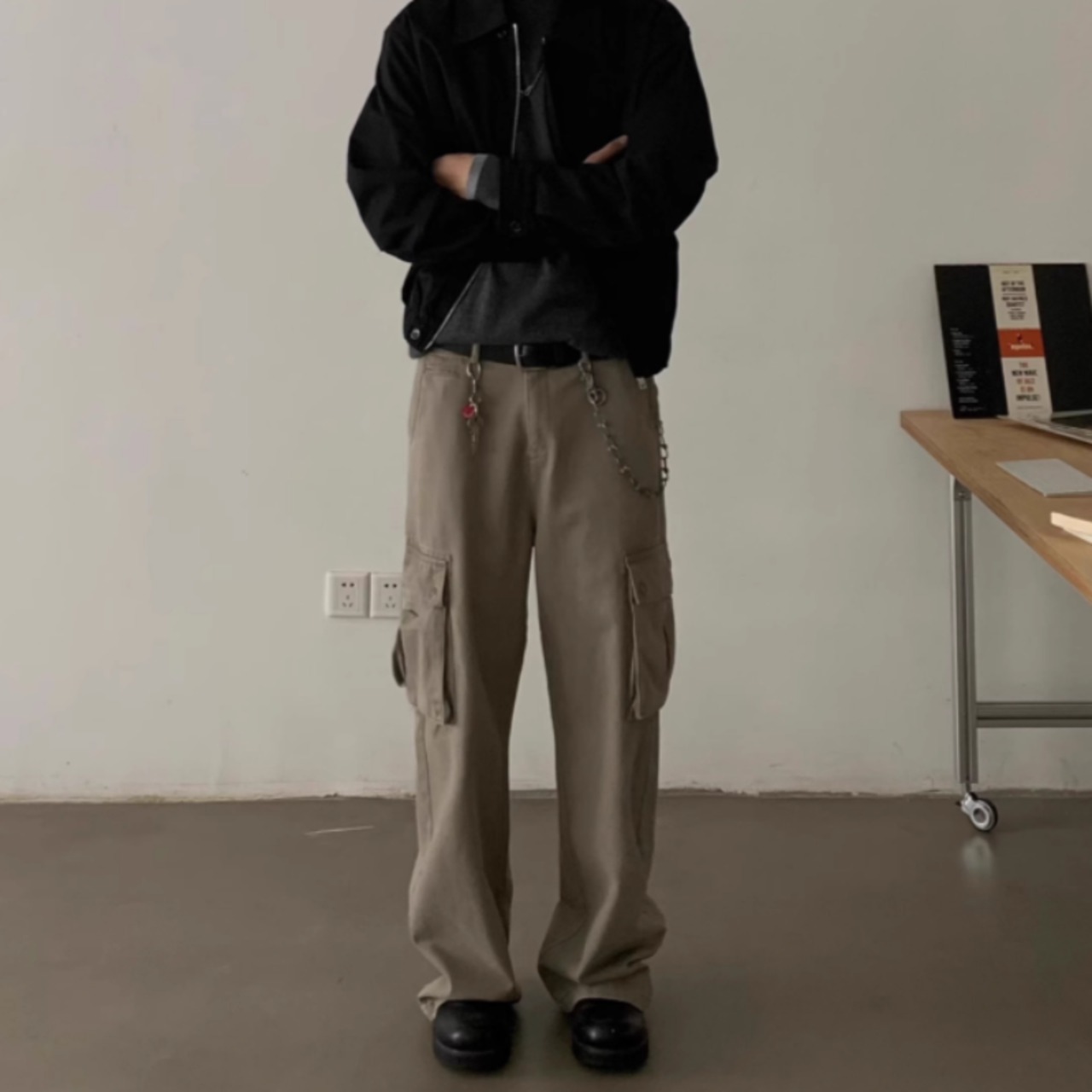 レトロカジュアルルーズブルゾン　0878