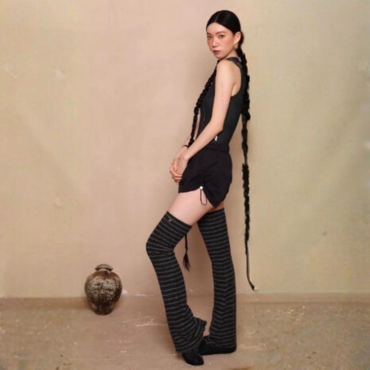 サイドシャーリング ドローパンツ 2色展開 L1408