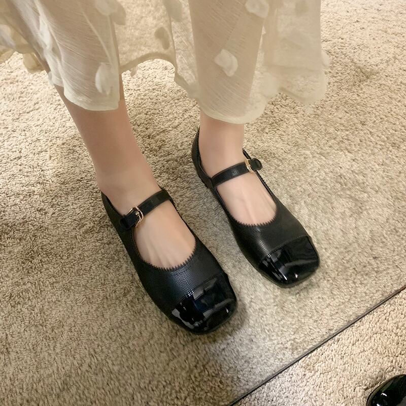 レザースプリングカラースタイル 靴 シューズ 春物 スクウェア 部族の婦人靴91583046548