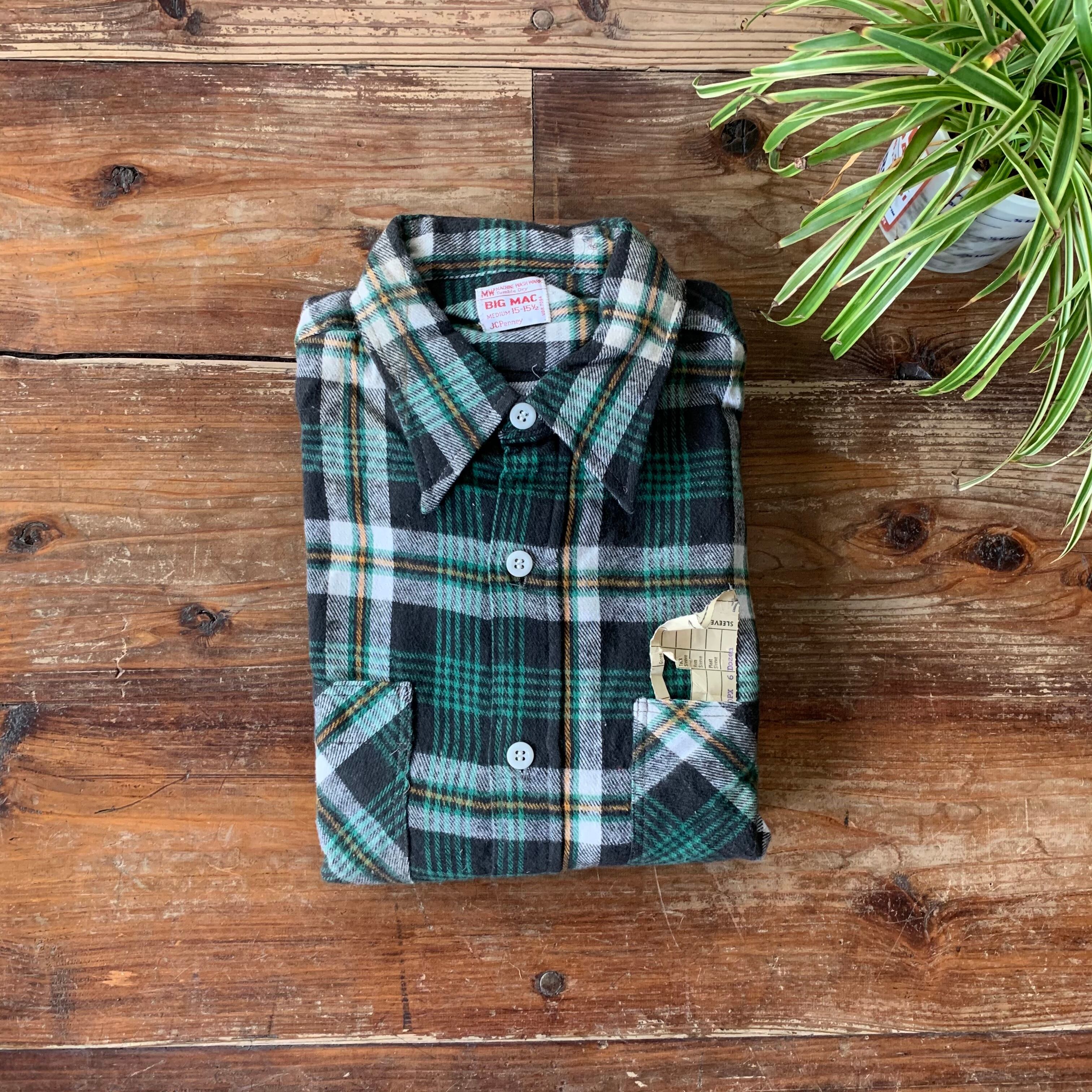 1970's Deadstock "Big Mac" Light Cotton Flannel shirt/Black x Green