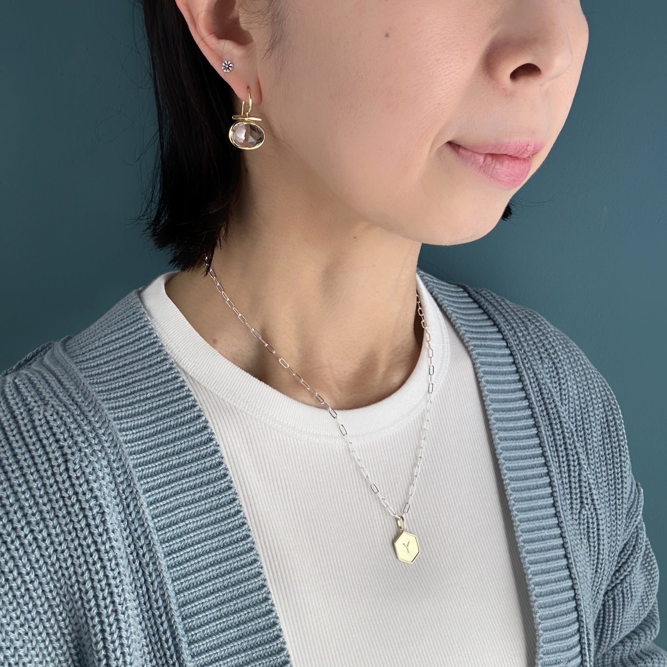 再入荷】 Gold Coating 横オーバル クリスタル フックピアス | 【公式