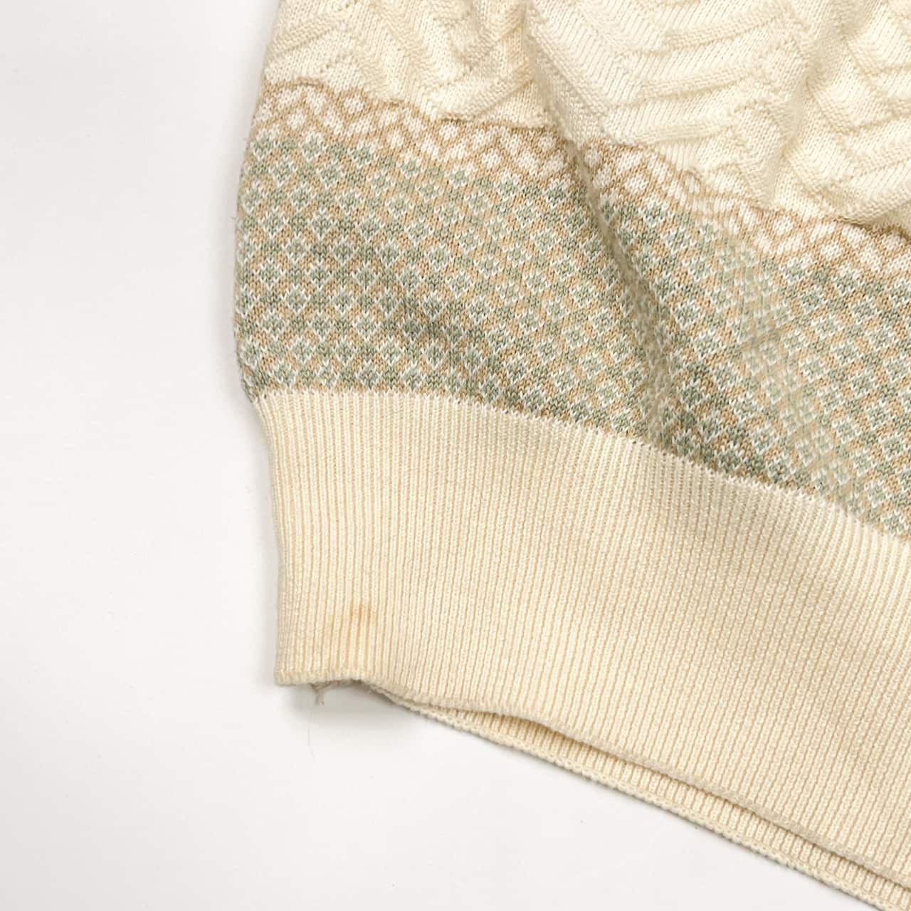 イタリア製 LANVIN ランバン ボーダー 長袖 コットン ニット セーター M/アイボリー メンズ