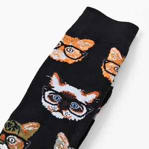 Intelligent cat crew socks メガネキャット クルーソックス