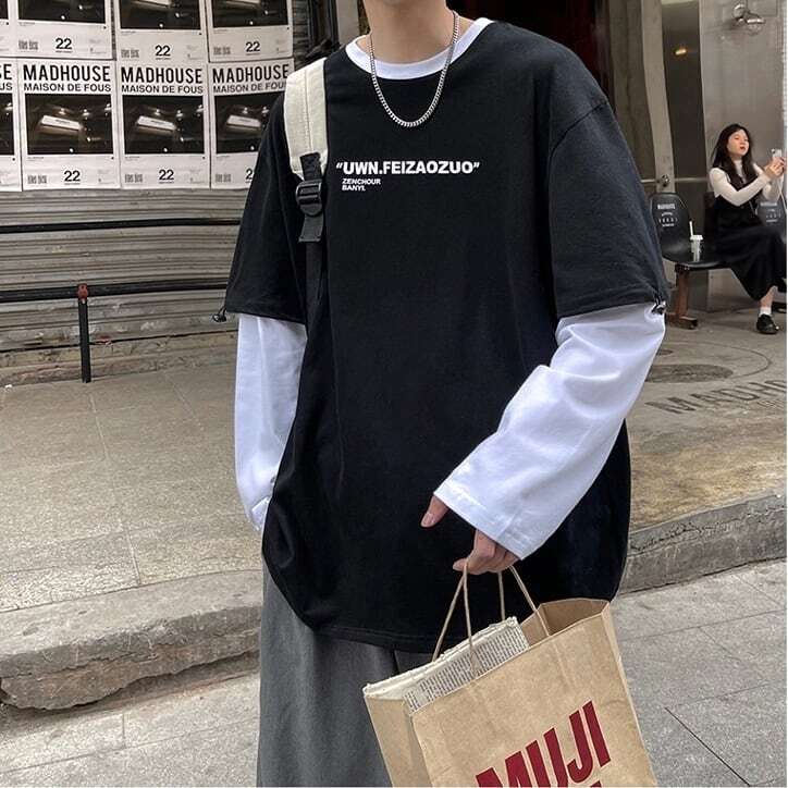 バック3dロゴプリントレイヤードtシャツ 韓国ファッション通販 Nosweat バック3dロゴプリントレイヤードtシャツ 韓国ファッション通販 Nosweat