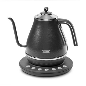 【在庫のみ】De'Longhi (デロンギ) 電気カフェケトル アイコナ KBOE1230J-GY 温度調整機能付き ステンレス ハンドドリップ 1.0L ワンプッシュ5段階温度設定 20分保温機能 正確な注ぎ心地 見やすい水量計 [プレステージグレー] デロンギファミリー登録で3年