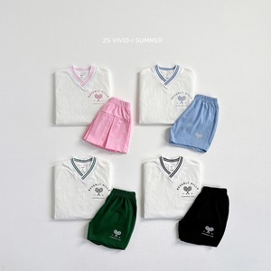 [VIVIDI] Racket V-neck top set JS~ / [비비드아이] 라켓브이넥상하