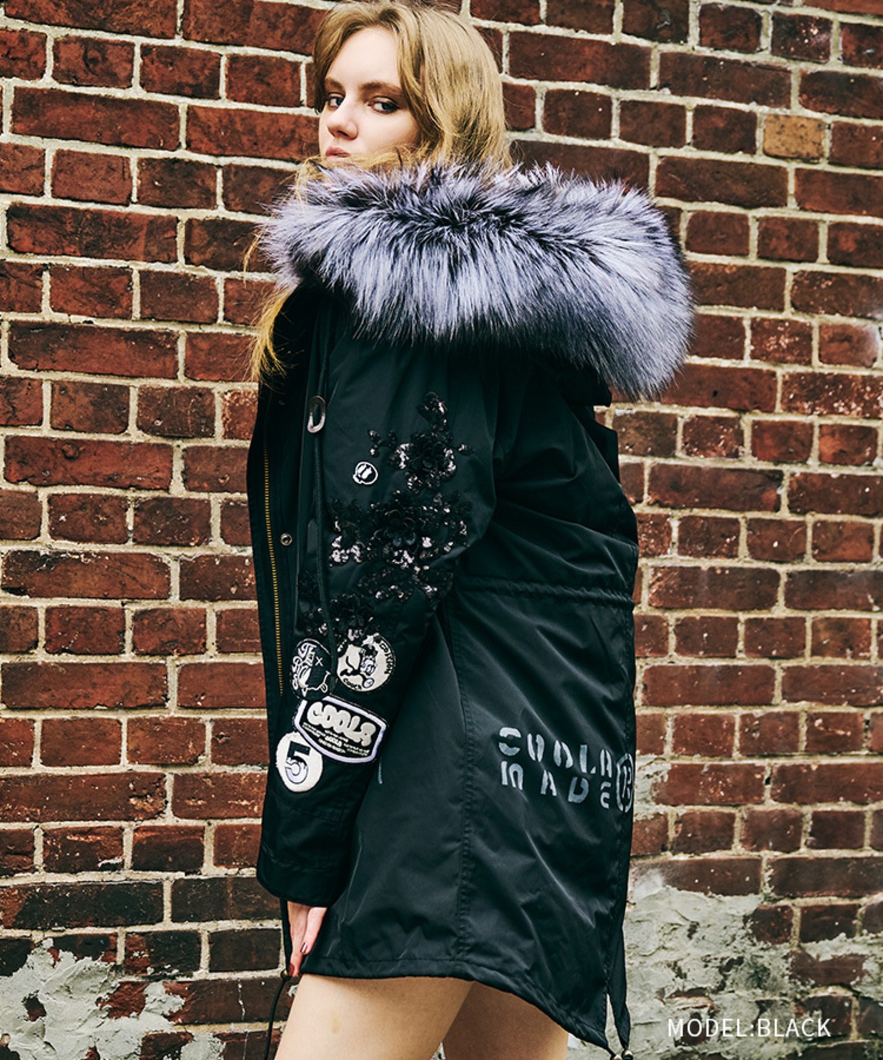 COOLAロゴライナーパデット2wayミリタリーコート (BLACK)　CQ-47110