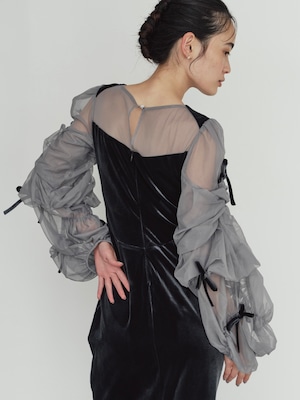 Draped Tulle Dress / BLUEGRAY