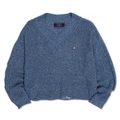 DAMAGE V NECK KNIT_BLUE