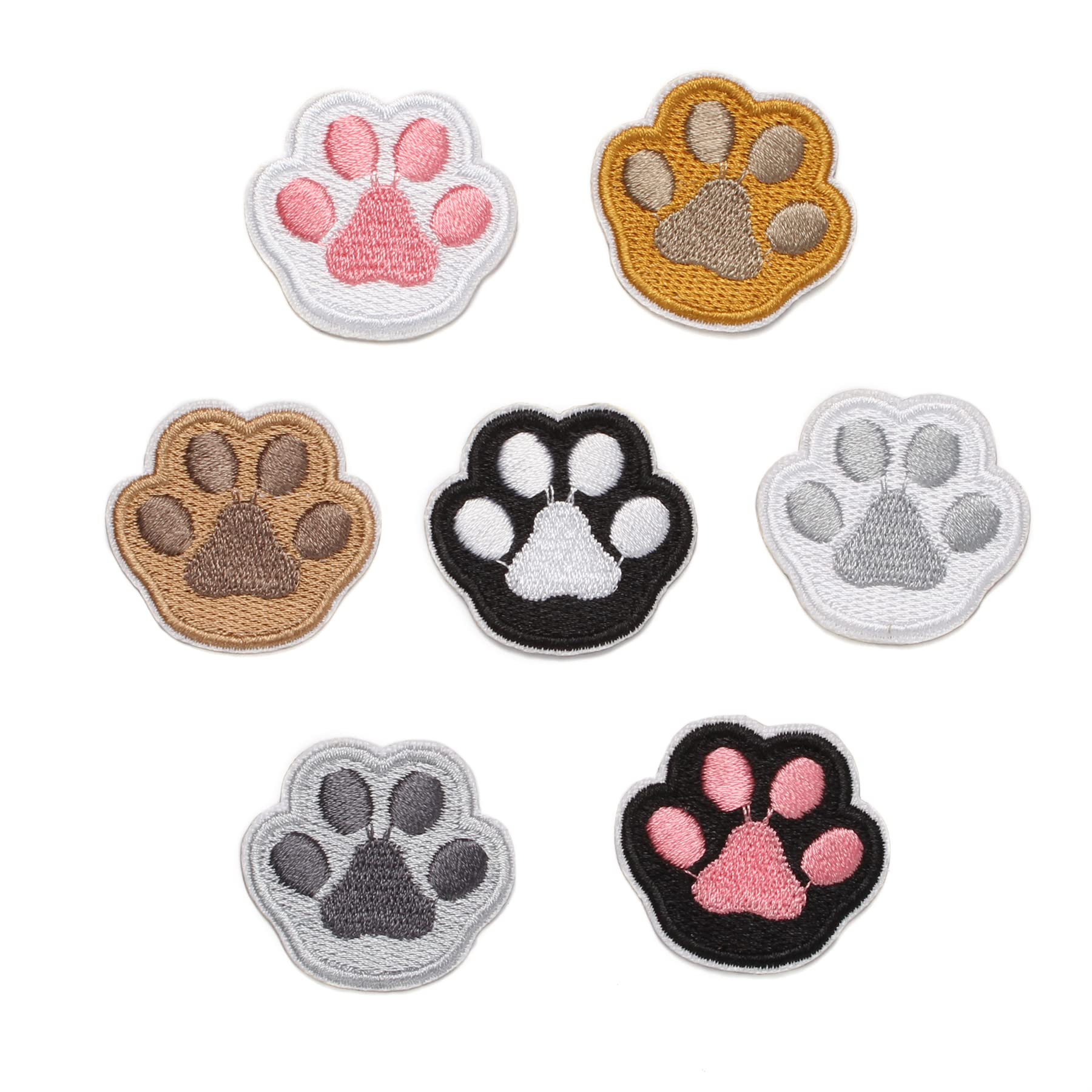 【在庫のみ】刺?徽章 ワッペン アイロン接着両用タイプ ?物 カートゥーン 猫のつめ 7個入 手芸 DIY用品